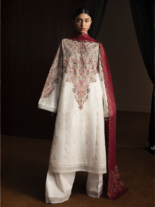 Zara ShahJahan Satori'26 Lawn Embroidered Unstitched 3-Piece Suit-Hikari-D7