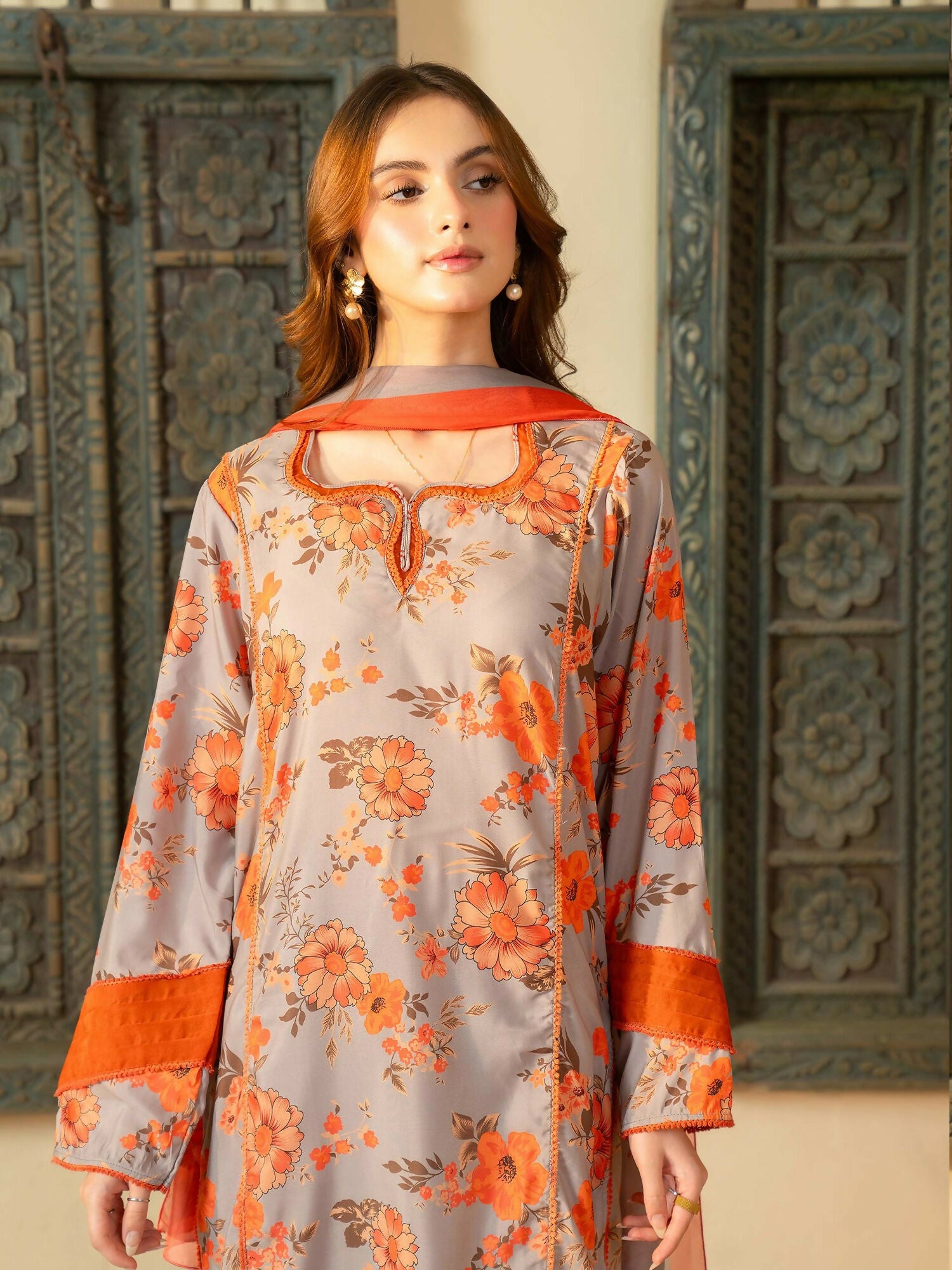 Panache Apparel Mah-e-Noor Rawsilk Printed Stitched Suit-Zahara