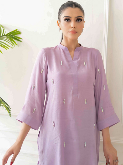 Allure By IH Co-Ord Drop 1 Thai Silk Embellished Co-Ord Set-Orchid