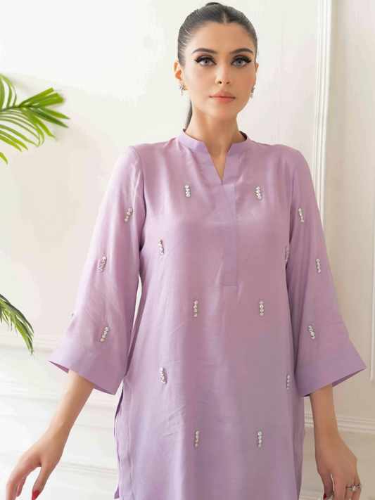 Allure By IH Co-Ord Drop 1 Thai Silk Embellished Co-Ord Set-Orchid