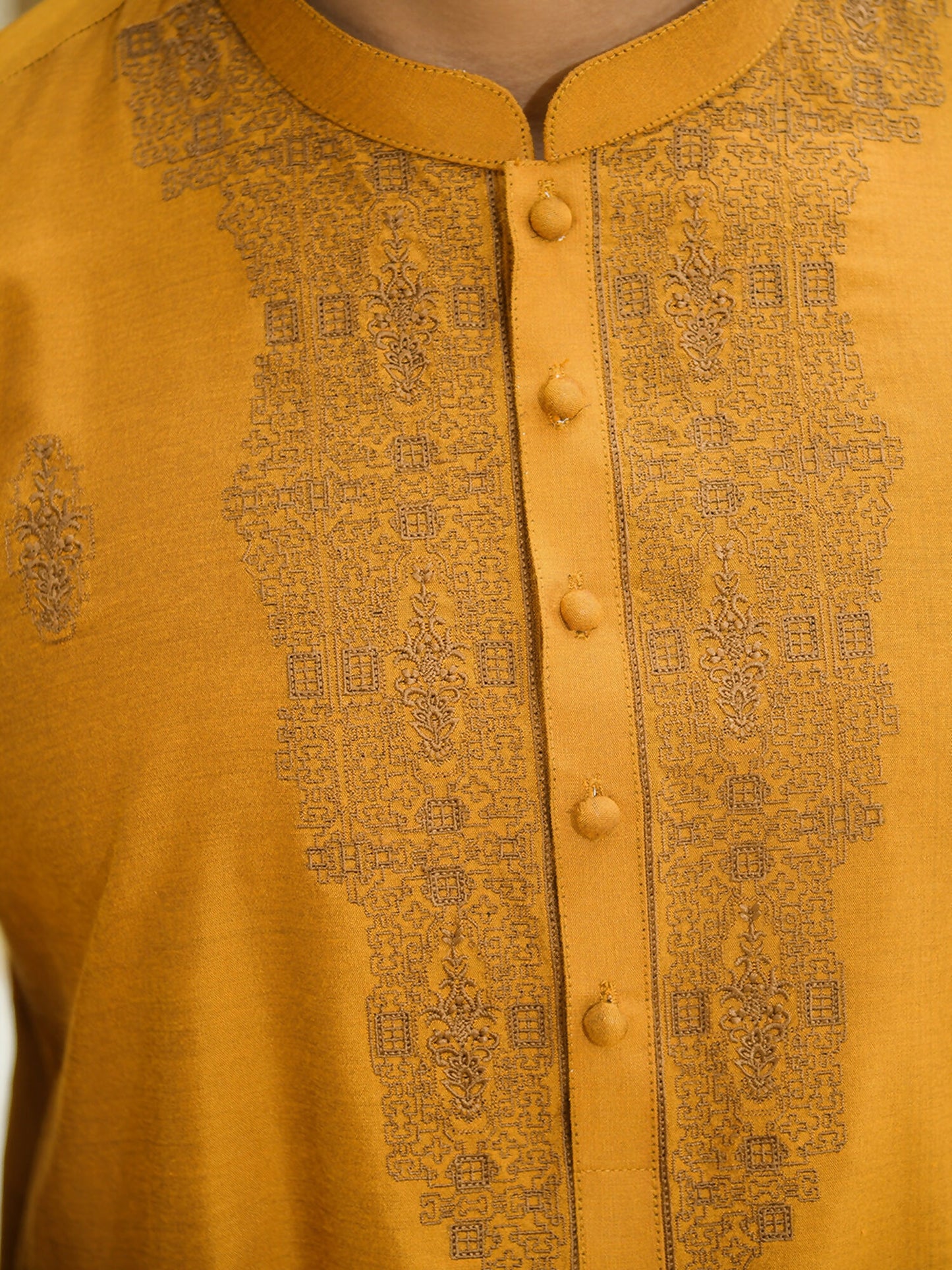 Fabrich Shehnai Men Cotton Silk Embroidered Unstitched Kurta Shalwar-GTS-SK-002