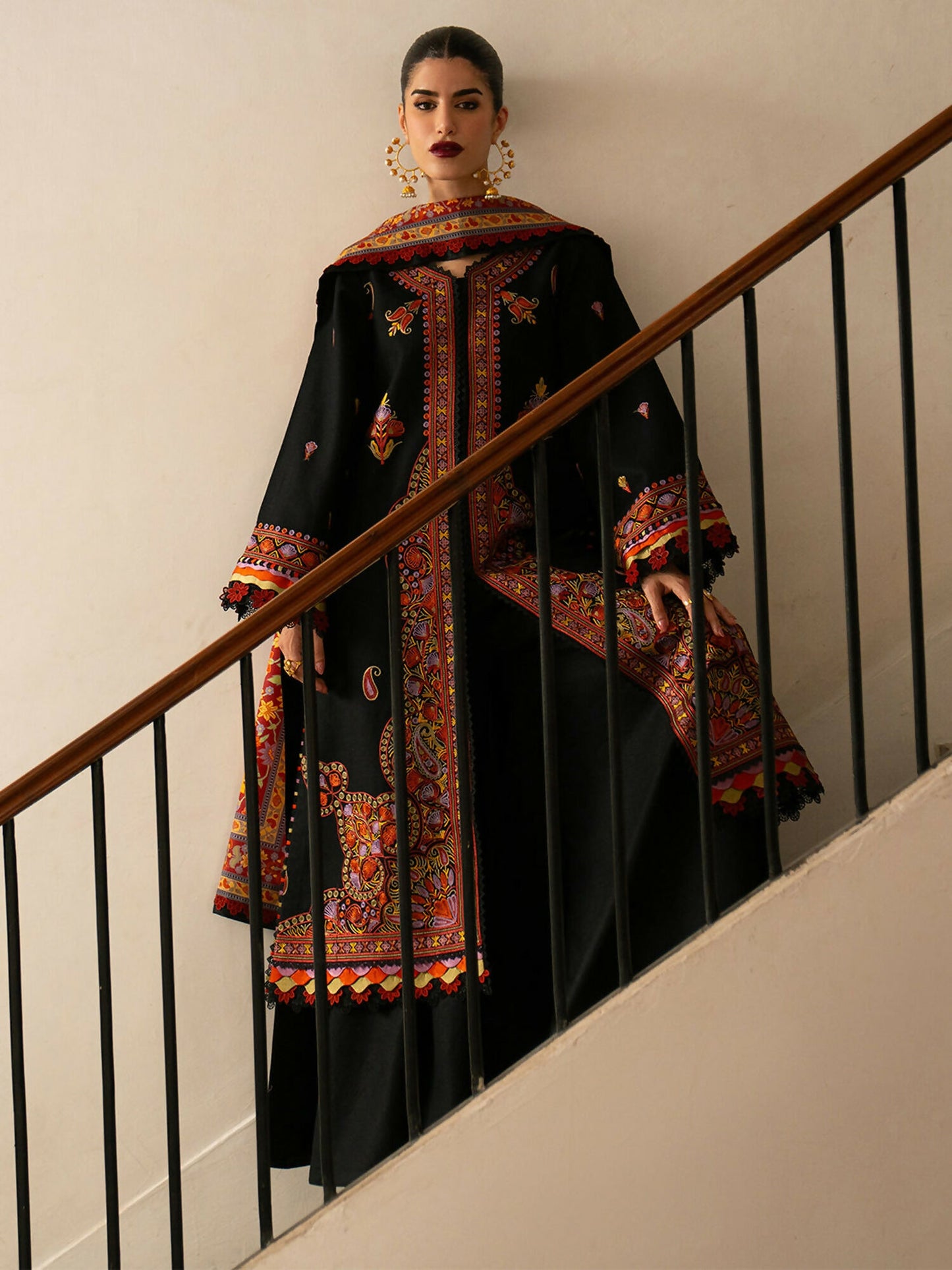 Binilyas Gulrukh Khaddar Embroidered Unstitched 3-Piece Suit-61-B