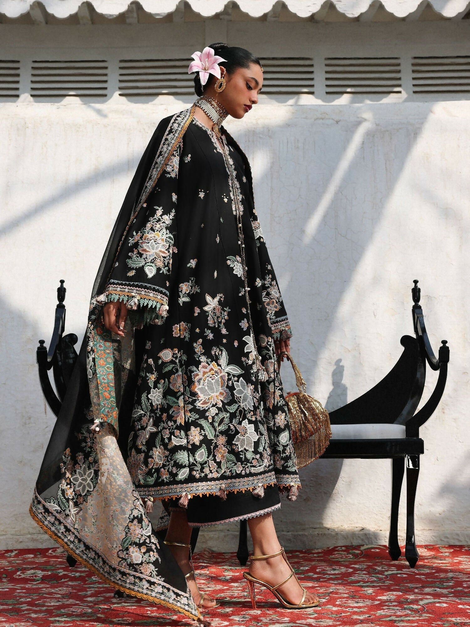 Hussain Rehar Luxury Lawn'26 Eid Edit Embroidered Unstitched 3-Piece Suit-Sable