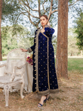 Panache Apparel Velvet Edit Micro Velvet 9000 Embroidered Stitched Suit-Lamisa