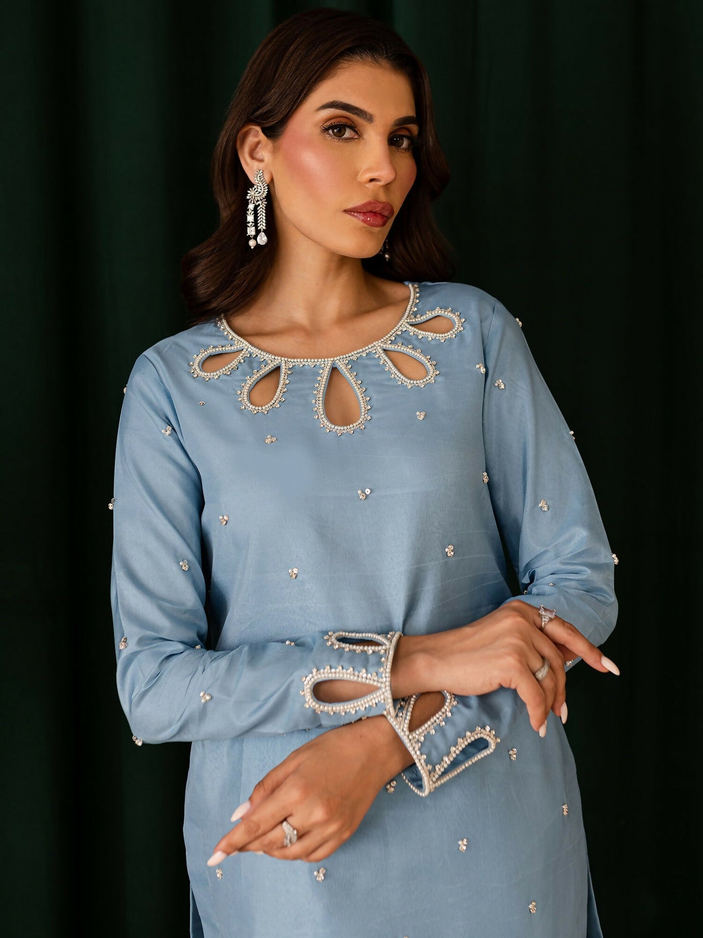 Allure By IH Raw Silk Embellished Stitched 3-Piece Suit-Nuray
