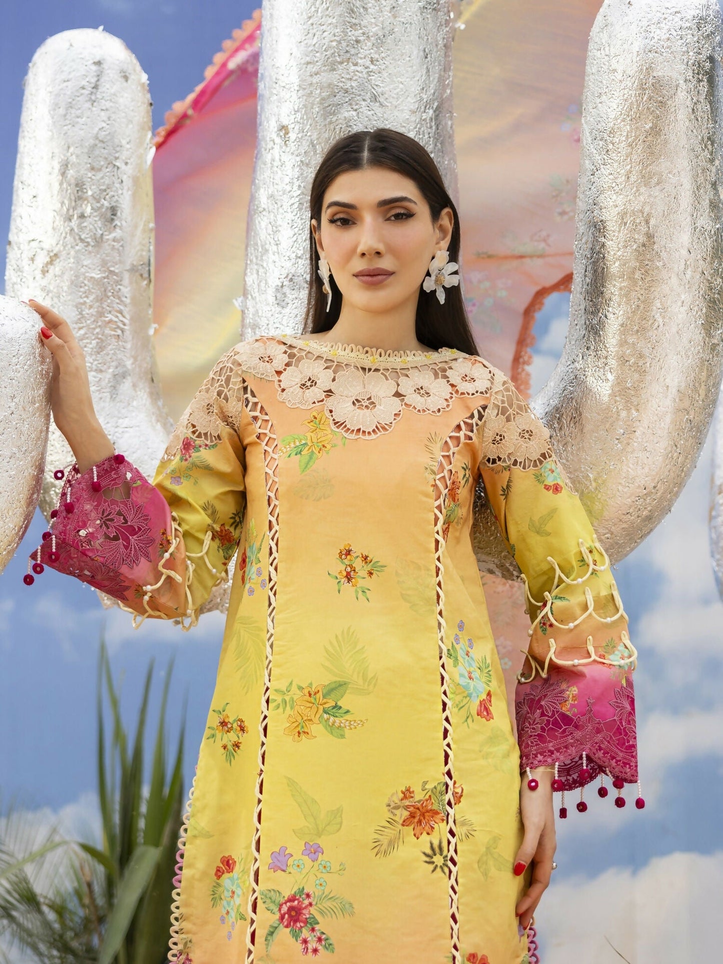 Parishay Ivy Bloom'26 Lawn Embroidered Stitched 3-Piece Suit-IB-01