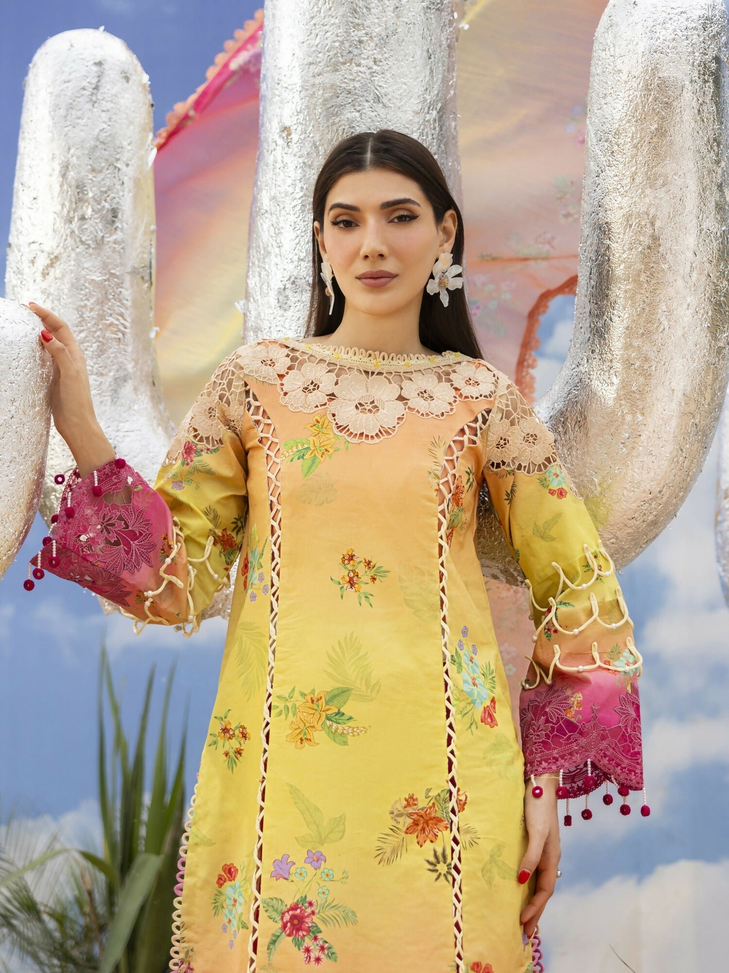 Parishay Ivy Bloom'26 Lawn Embroidered Stitched 3-Piece Suit-IB-01