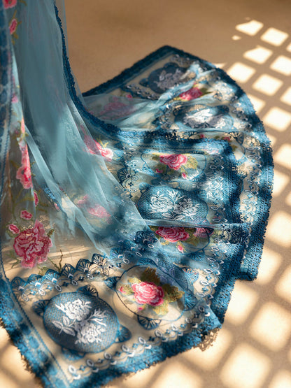 Joolie By Saira Rizwan Lawn Organza Embroidered Unstitched 3-Piece Suit-Alma-SRL25-12