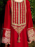 Hussain Rehar Luxury Pret Eid'23 Raw Silk Embellished Stitched 3-Piece Suit-Rose