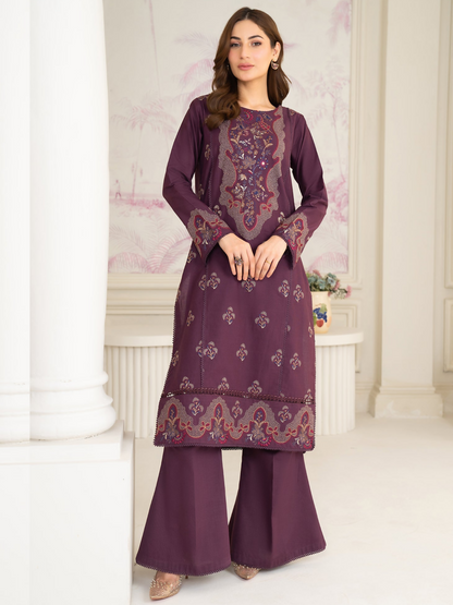 Panache Apparel Winter Whisper Khaddar Embroidered Stitched Suit-Snowfall