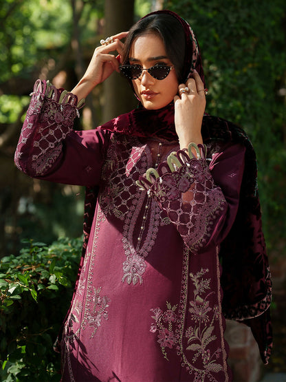 Parishay Panache Winter Corduroy Embroidered Stitched 3-Piece Suit-PNE-07