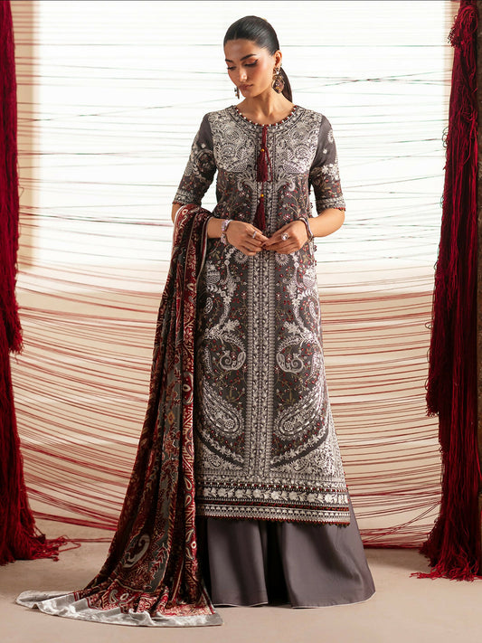 Binilyas Saqqara Kotrai Embroidered Unstitched 3-Piece Suit-161-A