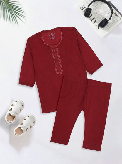 Velvour Boys Cotton Embroidered Stitched Kurta Pajama-VK03