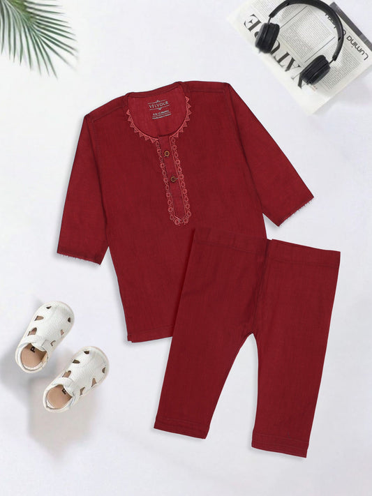 Velvour Boys Cotton Embroidered Stitched Kurta Pajama-VK03