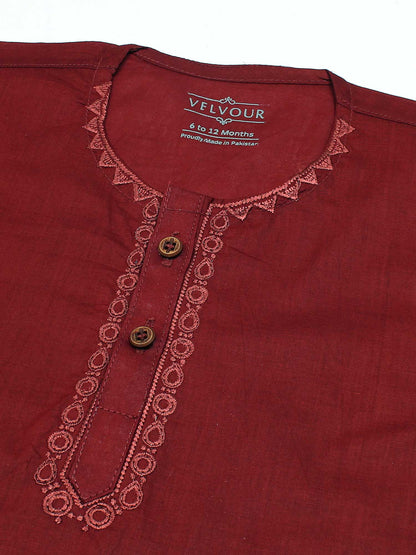 Velvour Boys Cotton Embroidered Stitched Kurta Pajama-VK03