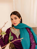 Allure By IH Raw Silk Embellished Stitched 3-Piece Suit-Twilight