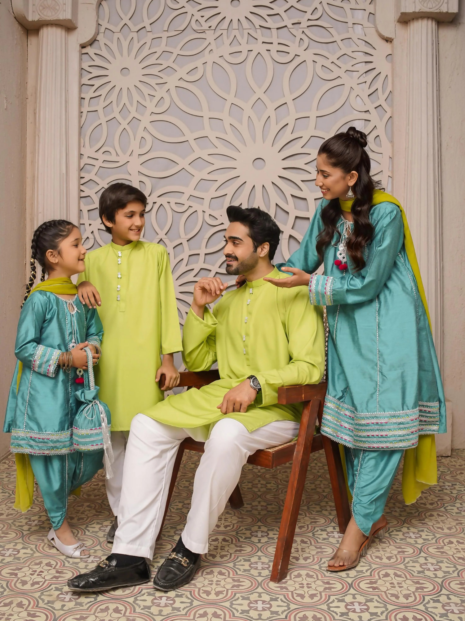 Kidoz Kloset Rang Rasiya Cotton Silk Embroidered Stitched 3-Piece Suit-Ocean Breeze-Women