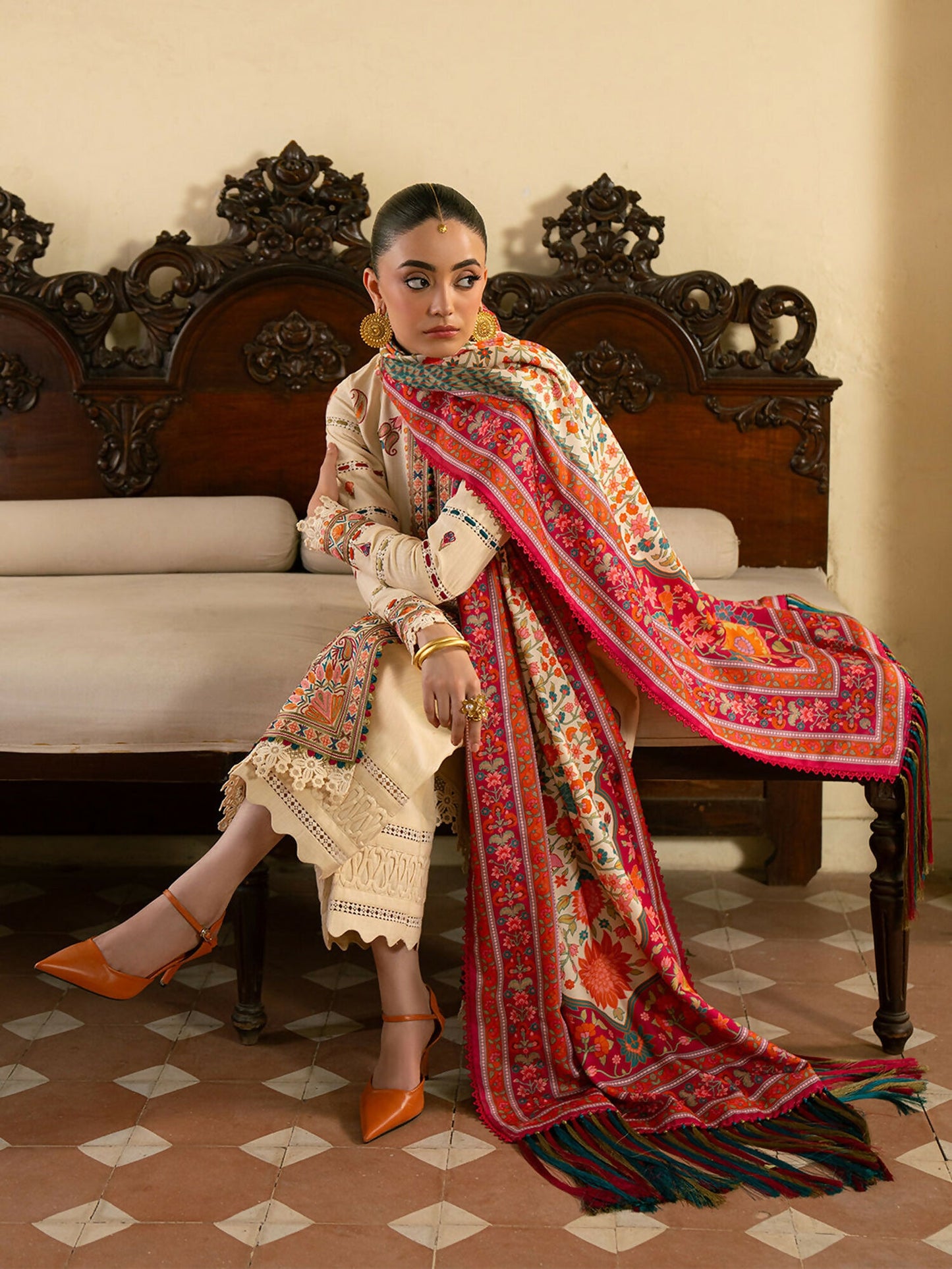 Binilyas Gulrukh Khaddar Embroidered Unstitched 3-Piece Suit-61-A