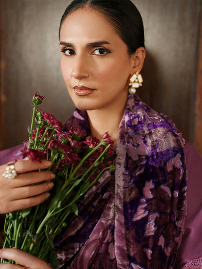 Parishay Panache Winter Corduroy Embroidered Unstitched 3-Piece Suit-PNE-13