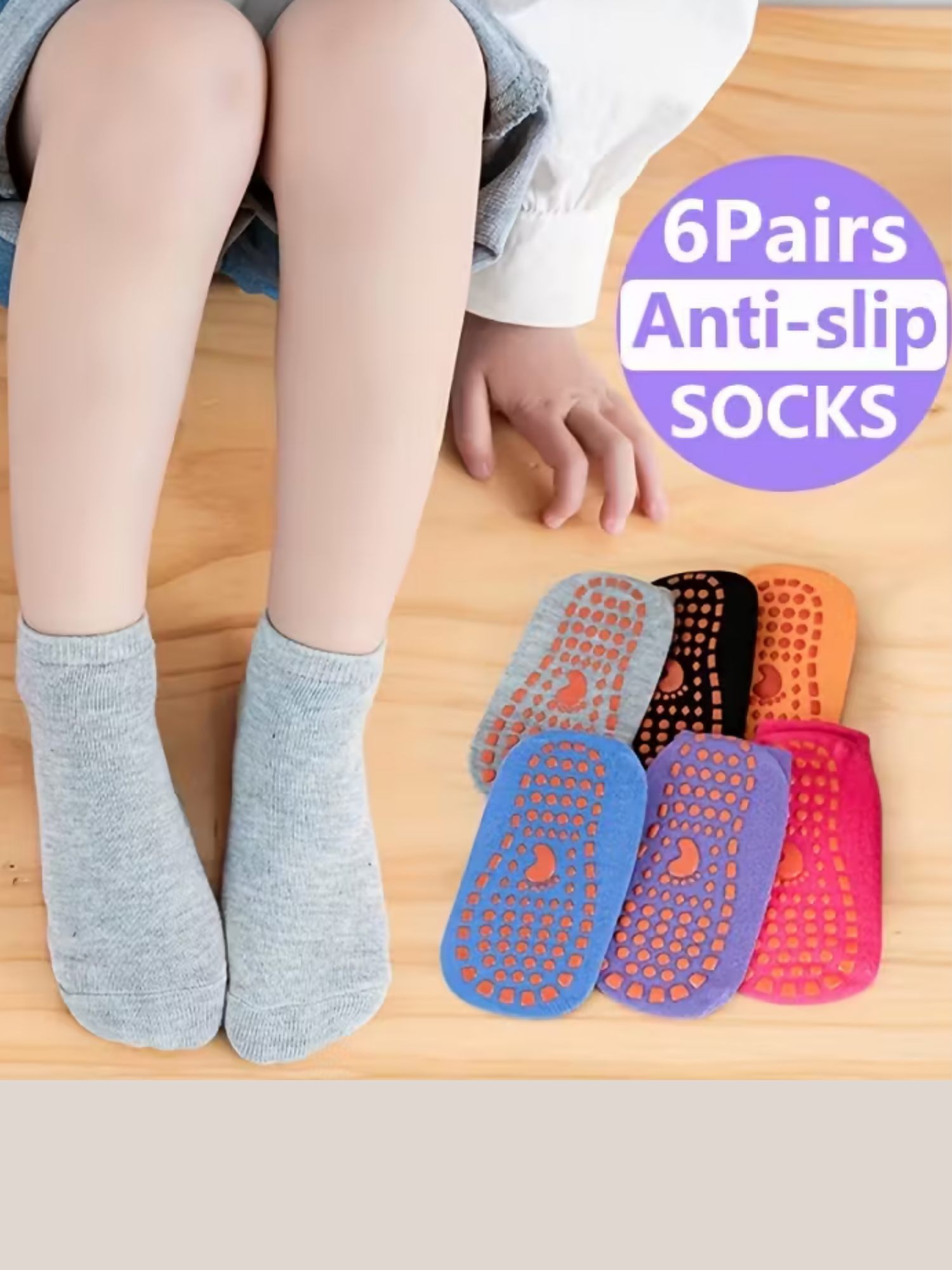 Mum n Bub kids ankle socks in solid color with non-slip grip for spring/summer activities.