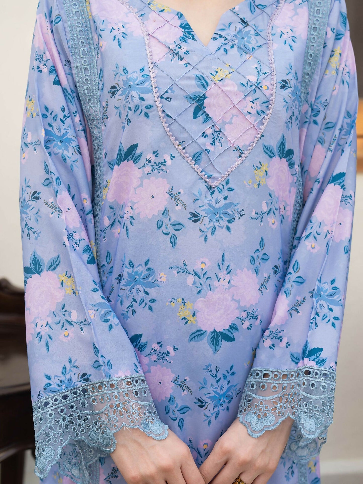 Panache Apparel Raw Silk Printed Stitched Suit-Aeris