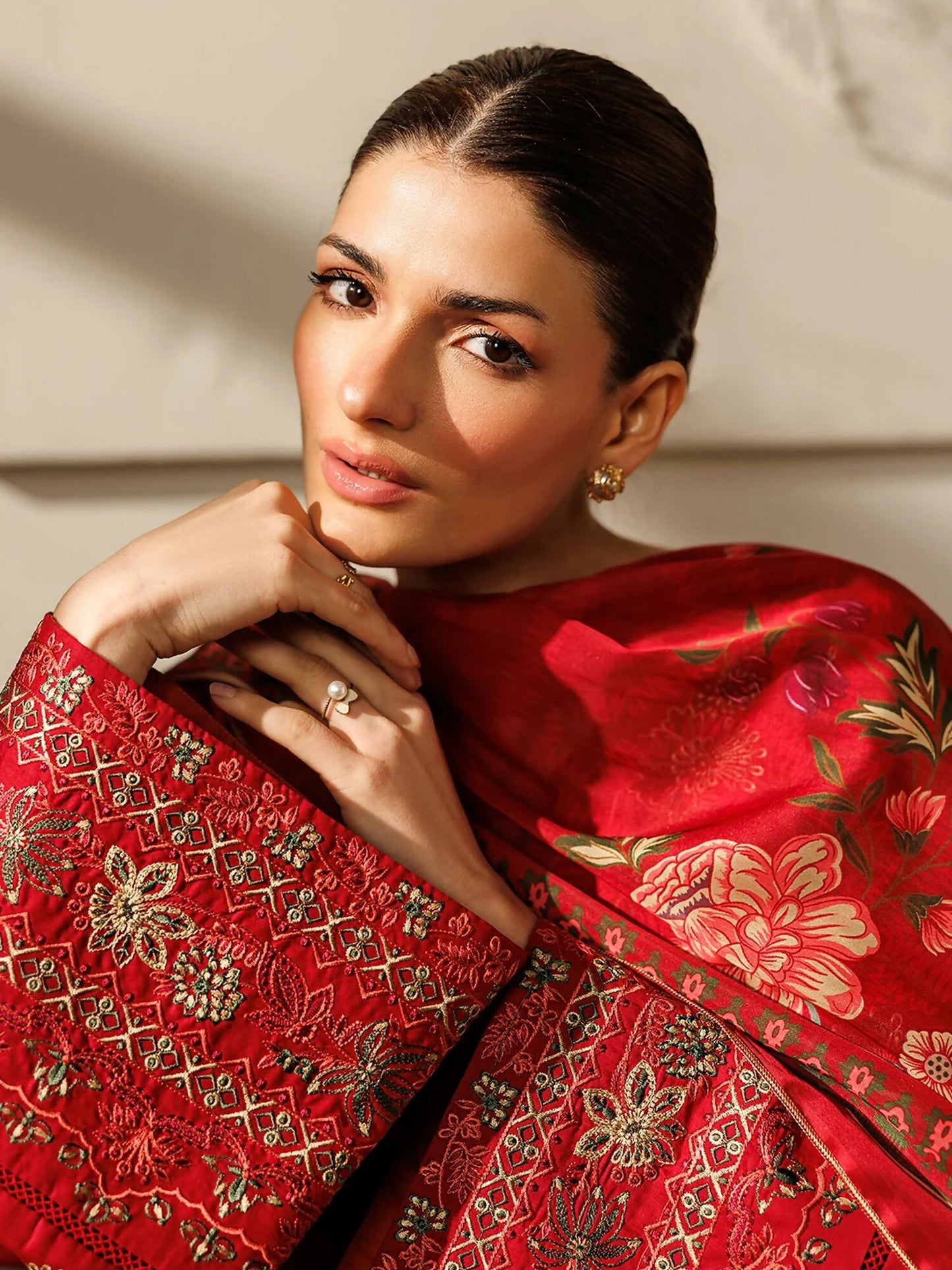 Panache Apparel Mistfall Ramadan Edit Cotton Embroidered Stitched Suit-Terracotta