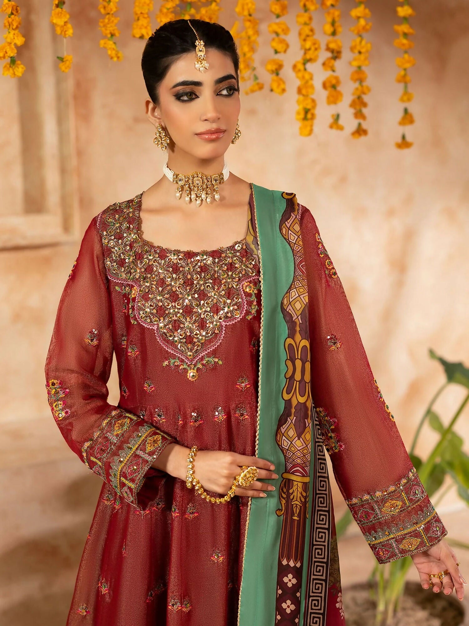 Shurooq Kanpur 1912 Net Embellished Pishwas-Lal Qila