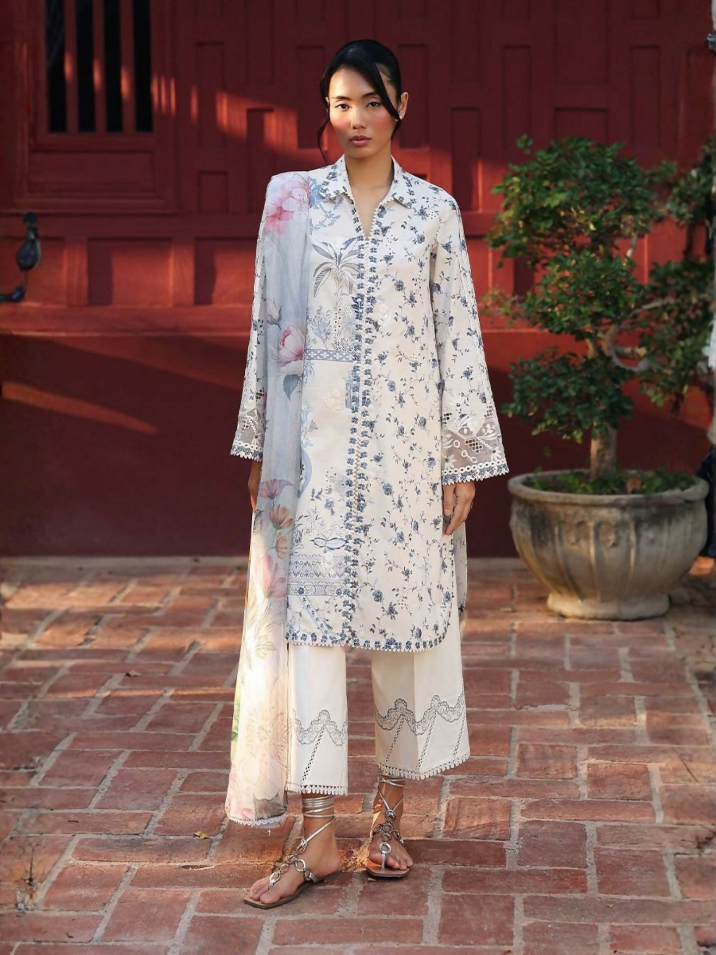 White Qalamkar Qprints Lawn'26 Embroidered Unstitched 3-Piece Suit-AX-08-(A)-Aerin