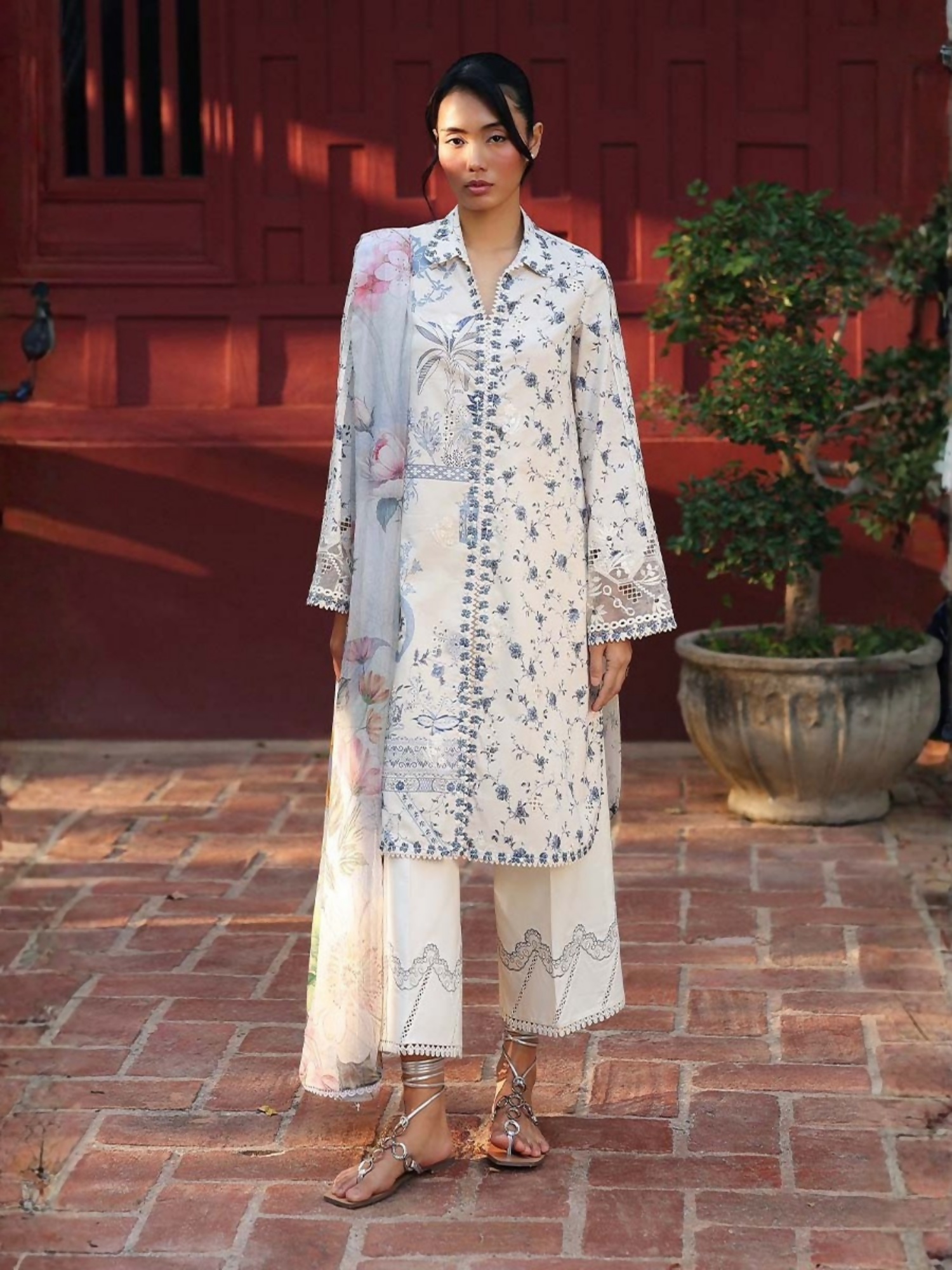 White Qalamkar Qprints Lawn'26 Embroidered Unstitched 3-Piece Suit-AX-08-(A)-Aerin