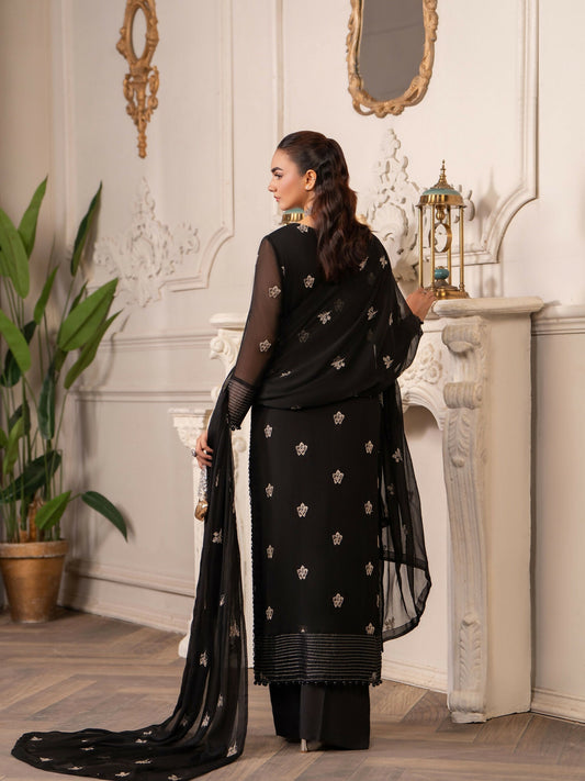 Hemstitch Chiffon Embroidered Stitched 3-Piece Suit-Leia