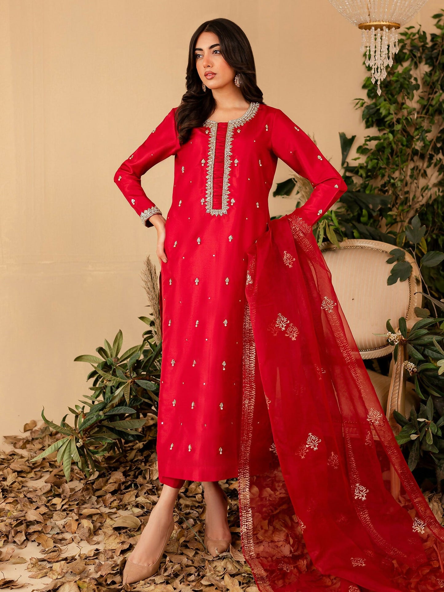 Allure By IH Raw Silk Embellished Stitched 3-Piece Suit-Nyra