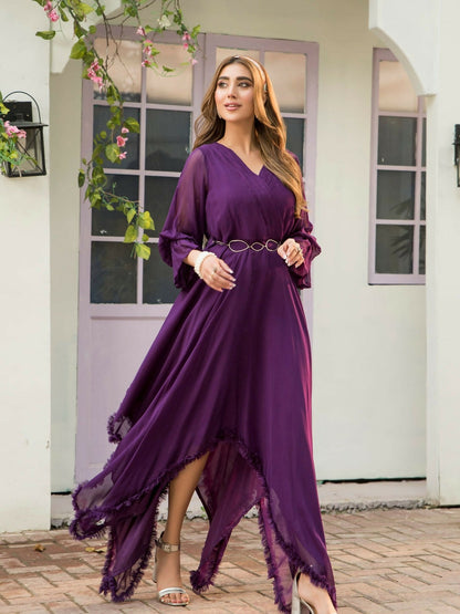 Panache Apparel Chiffon Maxi Dress-Mulberry
