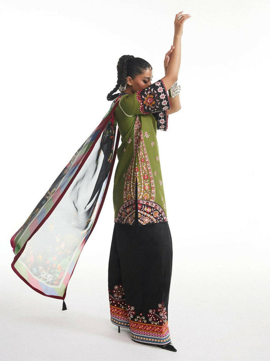 Jugnu by Hussain Rehar SS'25 Eid Pret Edit II Cotton Embroidered 2-Piece Suit-Lavanya