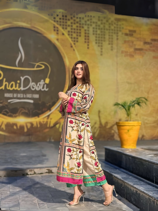 Stitched 2-piece co-ord set in silky lawn fabric from Tehzeeb Libas Summer Collection.