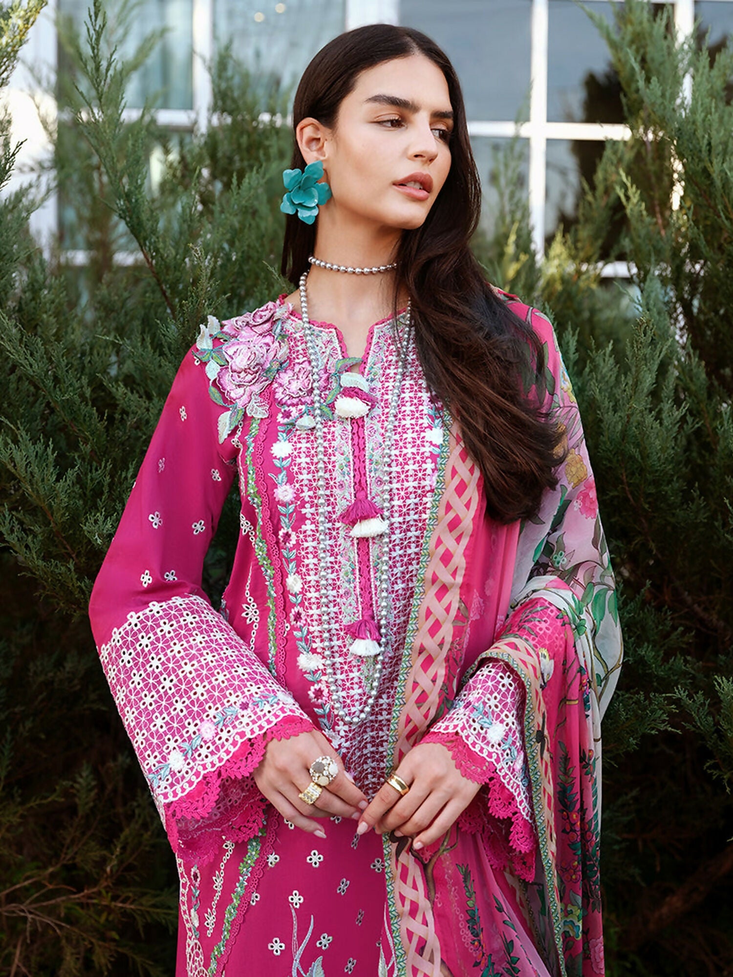 Mushq A Moi Luxury Lawn Embroidered Unstitched 3-Piece Suit-Blushing Rose
