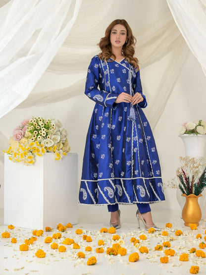 Ruby's Couture Gul-Bahar Silk Printed Anarkali-Murad