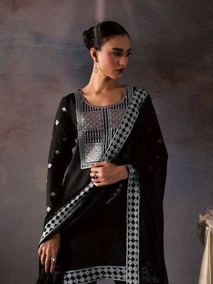 Allure By IH Be-My-Guest Thai Silk Embroidered Stitched 3-Piece Suit-Candy