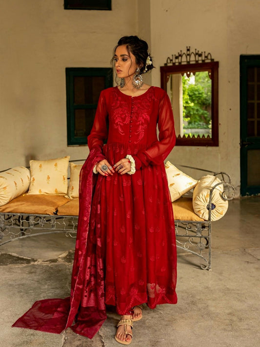 Mannat Clothing Chameli Baroshia Organza Dupatta-Beghum Kalidaar Dupatta