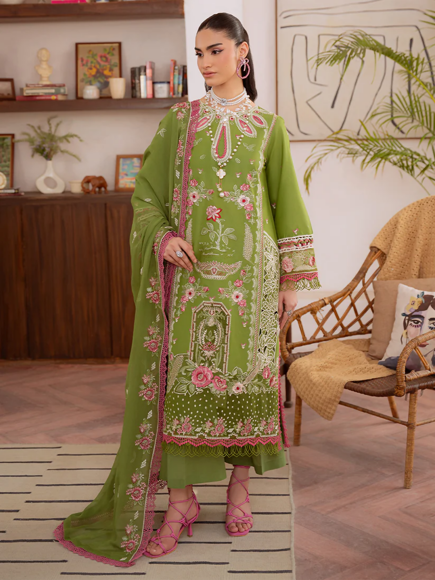 Mahnur Shanaya Lawn Embroidered Unstitched 3-Piece Suit-SN-11