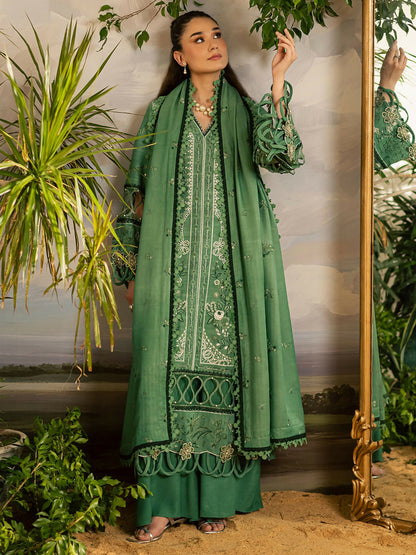 Mahnur Kaia Slub Linen Embroidered Stitched 3-Piece Suit-K- 05