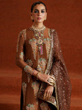 Hussain Rehar Luxury Pret'23 Raw Silk Embellished Stitched 3-Piece Suit-Marrom