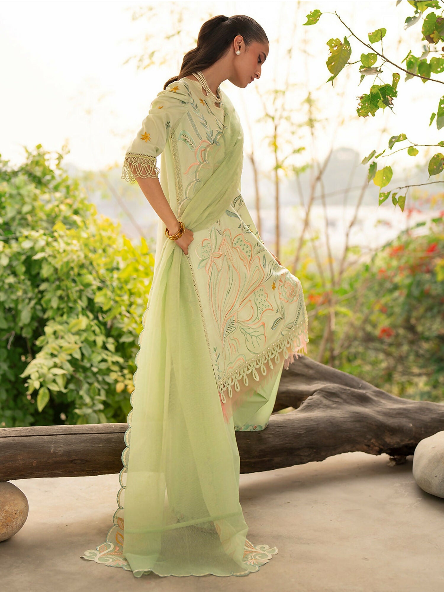 Mahnur Angan Lawn'26 Embroidered Stitched 3-Piece Suit-AN-012