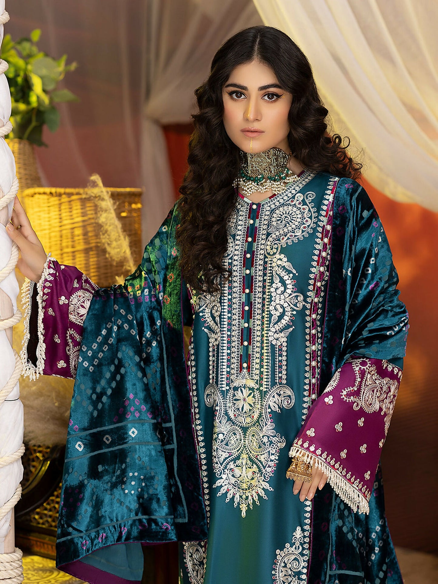 Binilyas Kotrai Embroidered Unstitched 3-Piece Suit-804-B