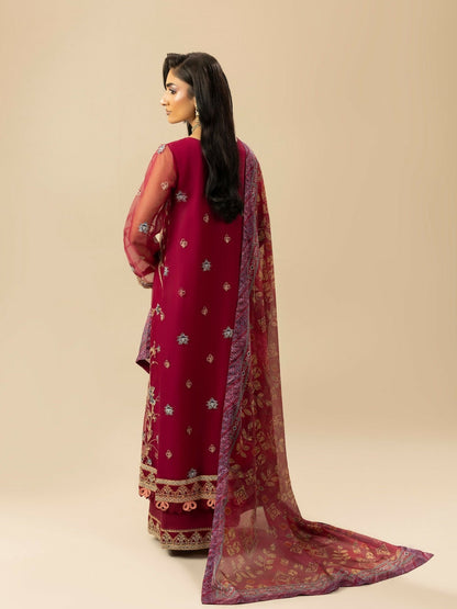 Shurooq Garden Of Dreams Organza Embroidered Stitched 3-Piece Suit-Poppy