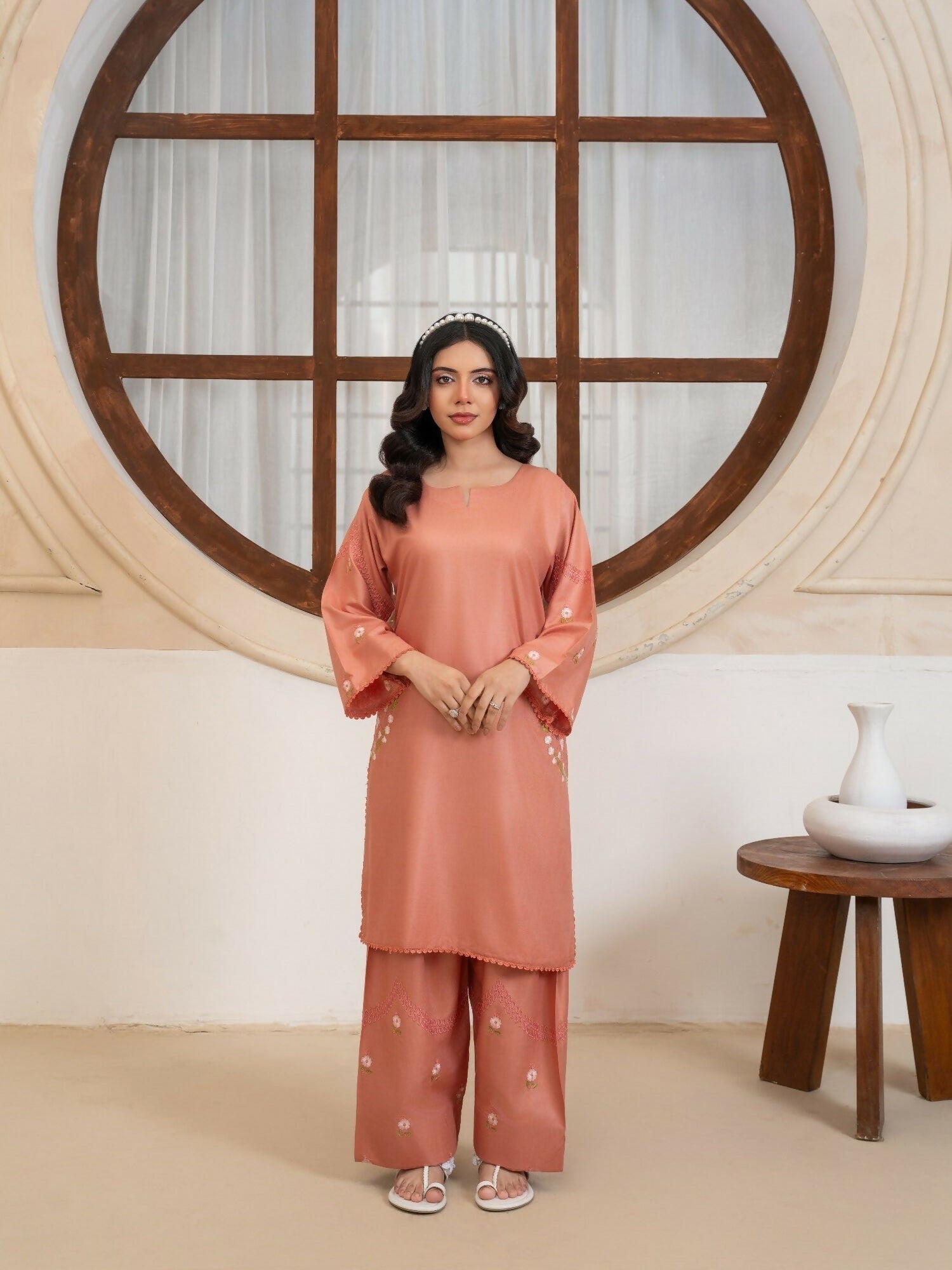 Stylish Collection Amaya Pret Linen Embroidered Stitched 2-Piece Suit-Zaibunisa
