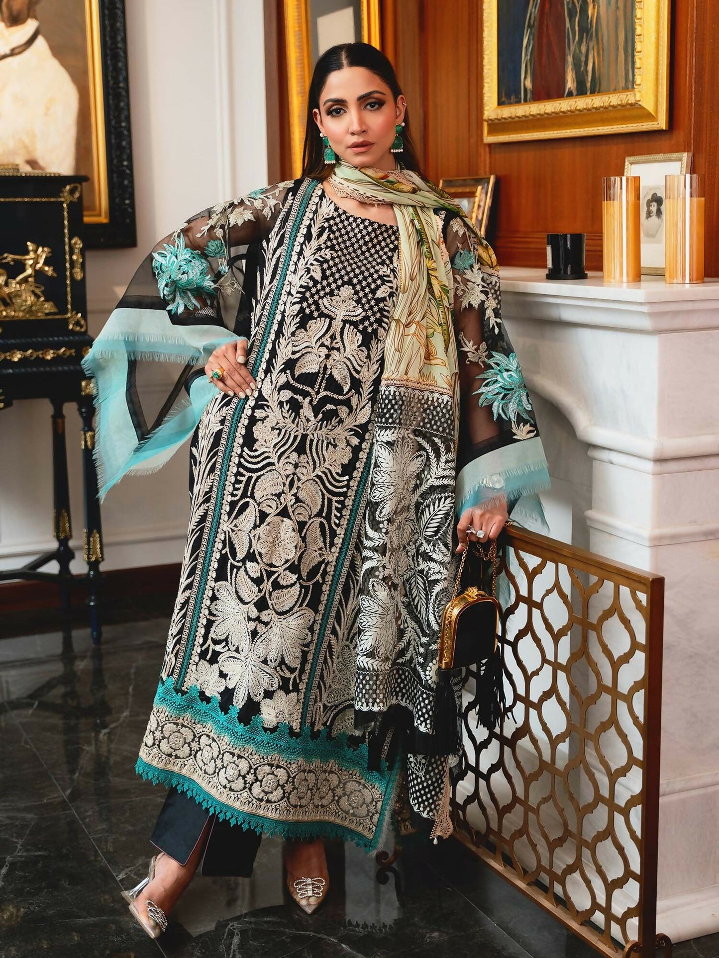 Shiza Hassan Aira Luxury Pret Cotton Net Embroidered Stitched 4-Piece Suit-Amorist