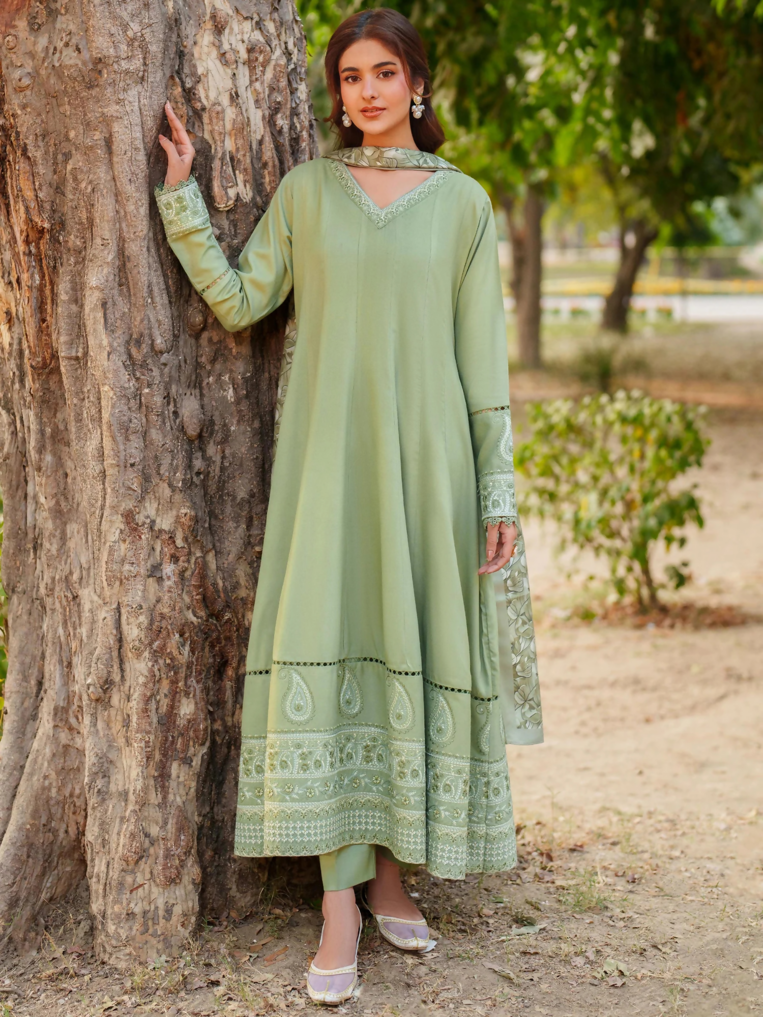 Panache Apparel Linen Embroidered Stitched Suit-Jiya