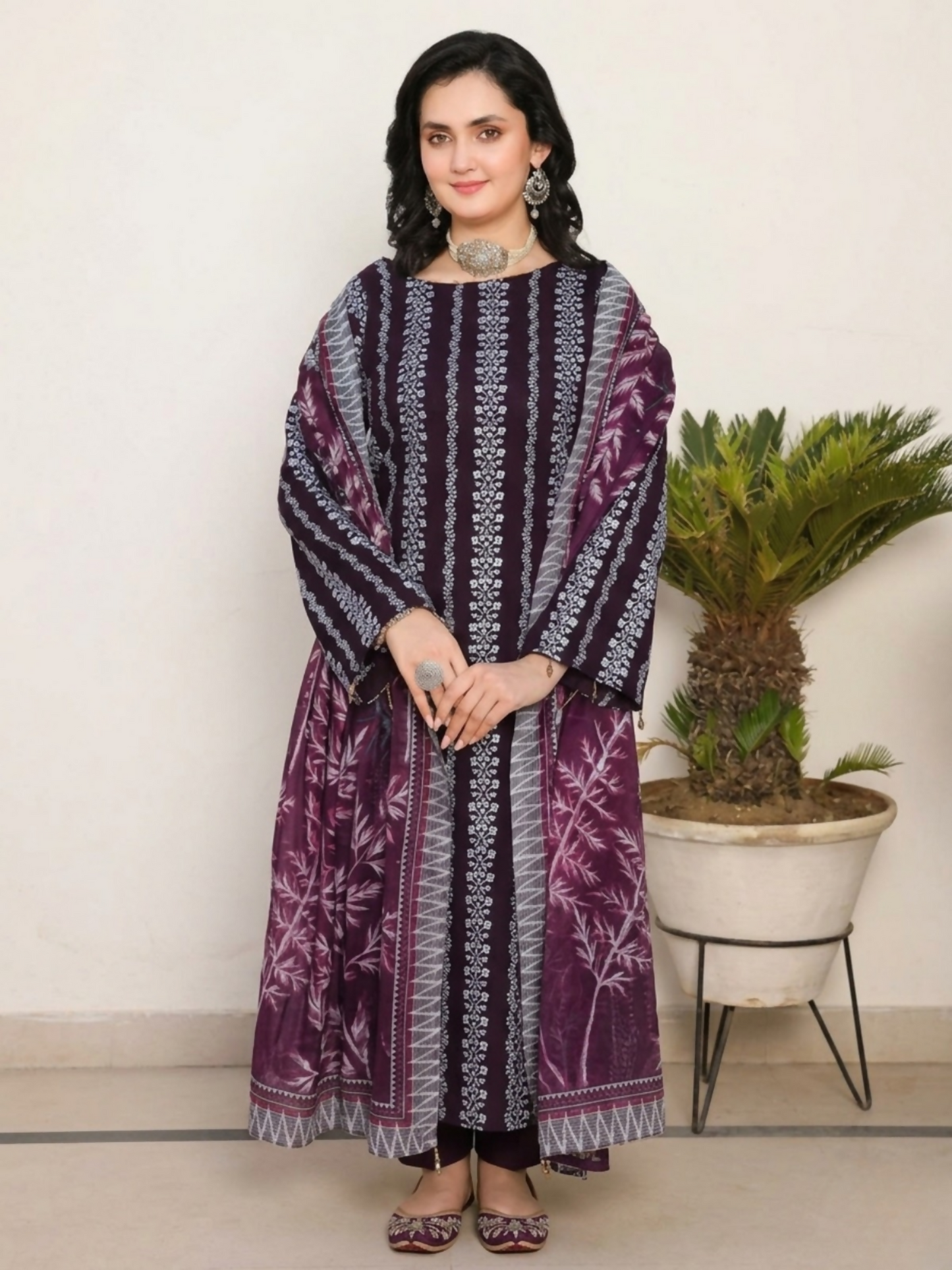 Dr.Haris Vogue Slub Linen Embroidered Chikankari Unstitched 3-Piece Suit-D01-Blue