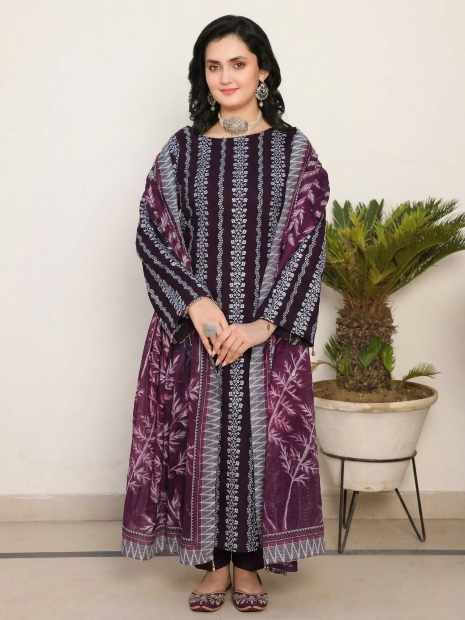 Dr.Haris Vogue Slub Linen Embroidered Chikankari Unstitched 3-Piece Suit-D01-Blue