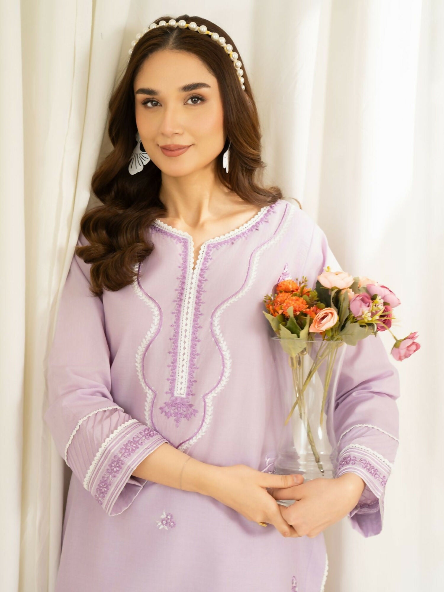 Panache Apparel Sunlit Essentials Cotton Lawn Embroidered Stitched Suit-Lavina